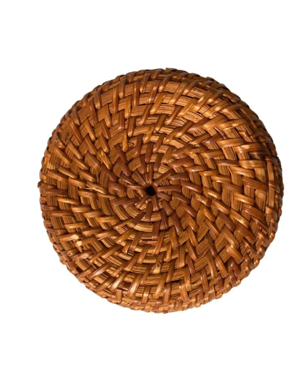 Vintage Wicker Small Round Storage Box